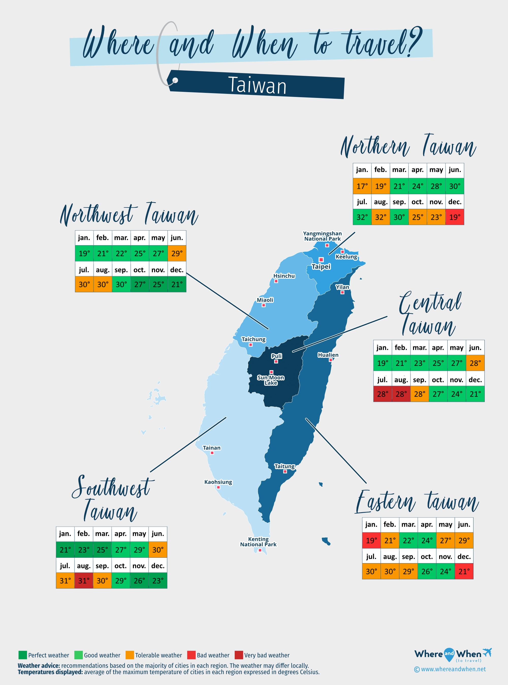 Map of the best times to visit Taiwan