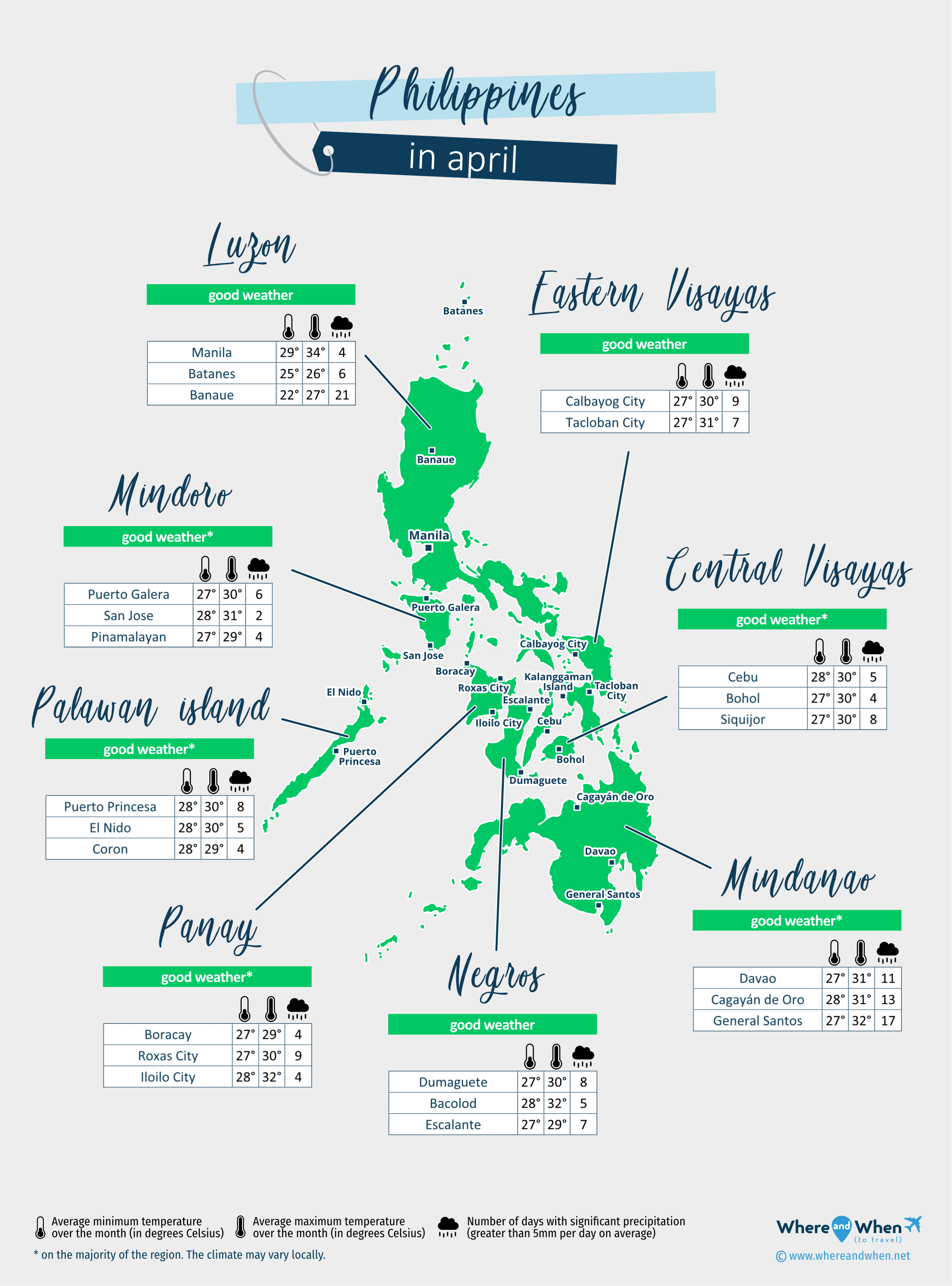 Philippines: weather map in april in different regions