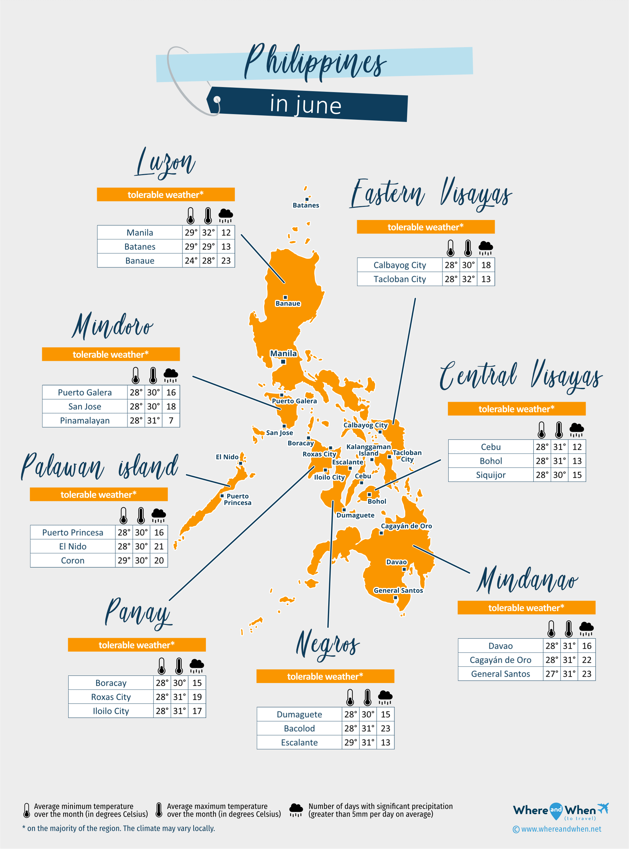 Philippines: weather map in june in different regions