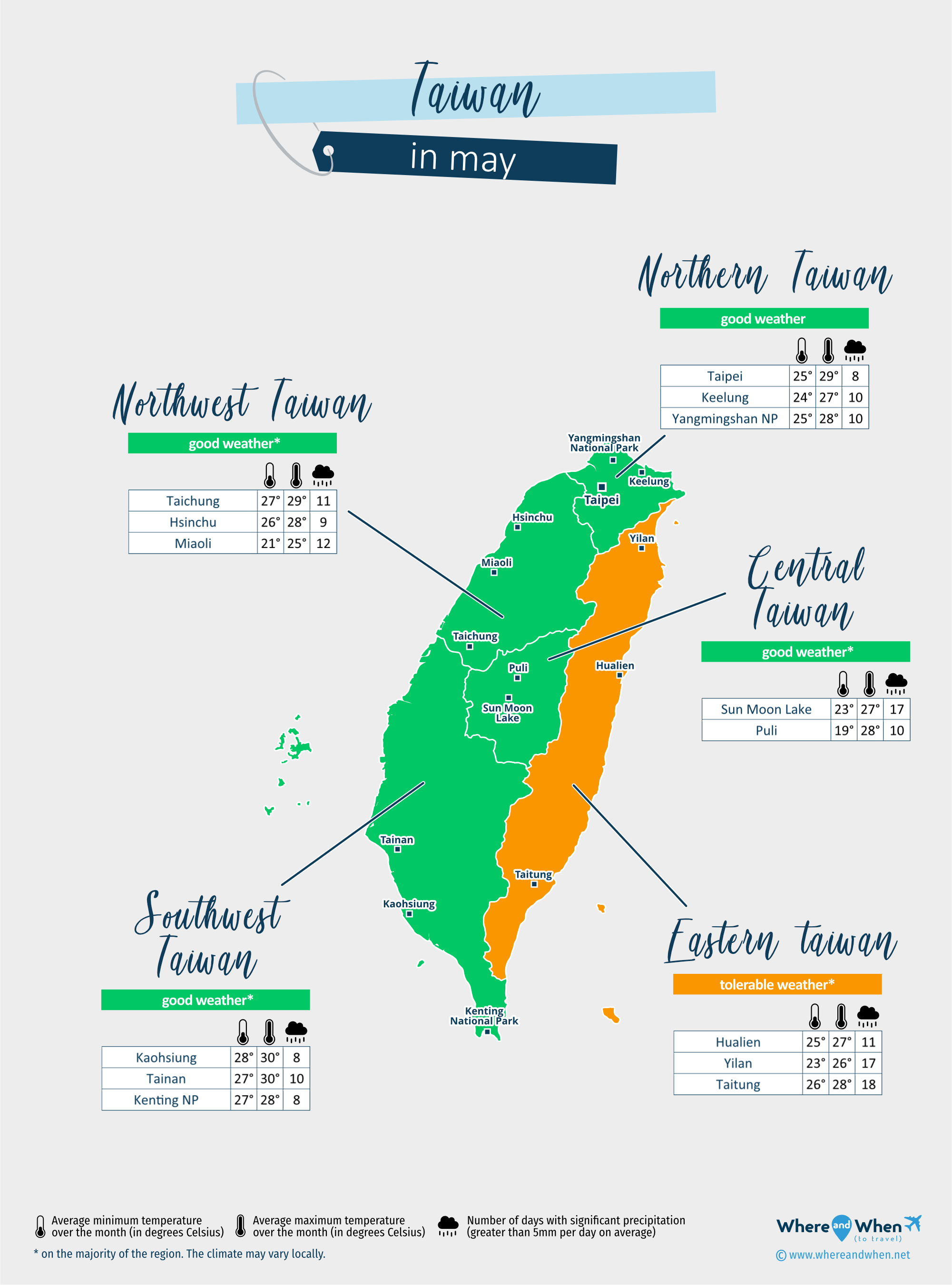 Taiwan: weather map in may in different regions